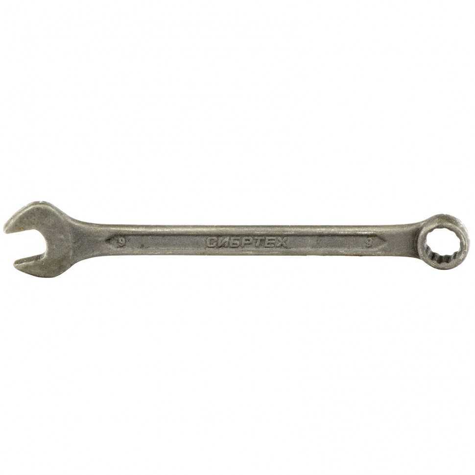 Ключ комбинированный, 9 мм, CrV, фосфатированный, ГОСТ 16983 Сибртех Ключи комбинированные фото, изображение